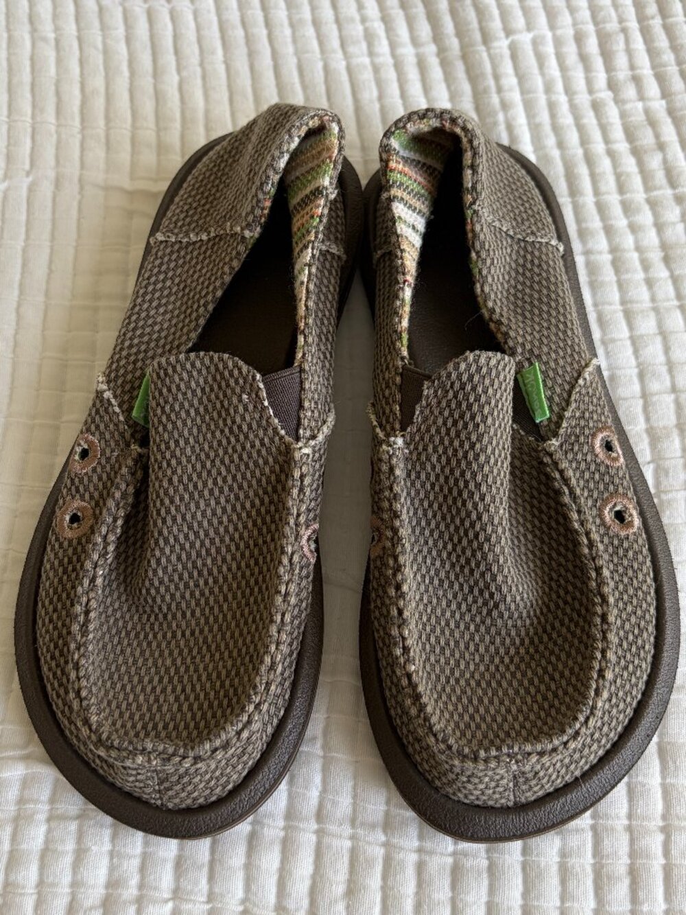 Sanuk Kids Shoes Youth Size 2 Sidewalk Surfers Slip On Brown Loafers NEW